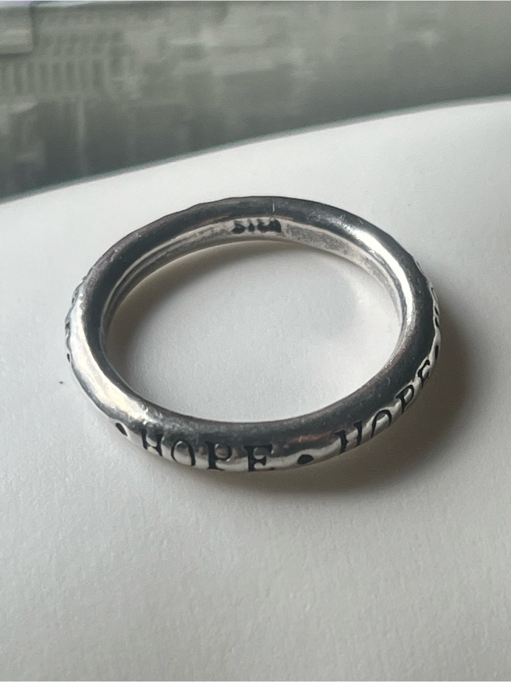 Sterling Silver 'Hope' Engraved Band Ring size 7